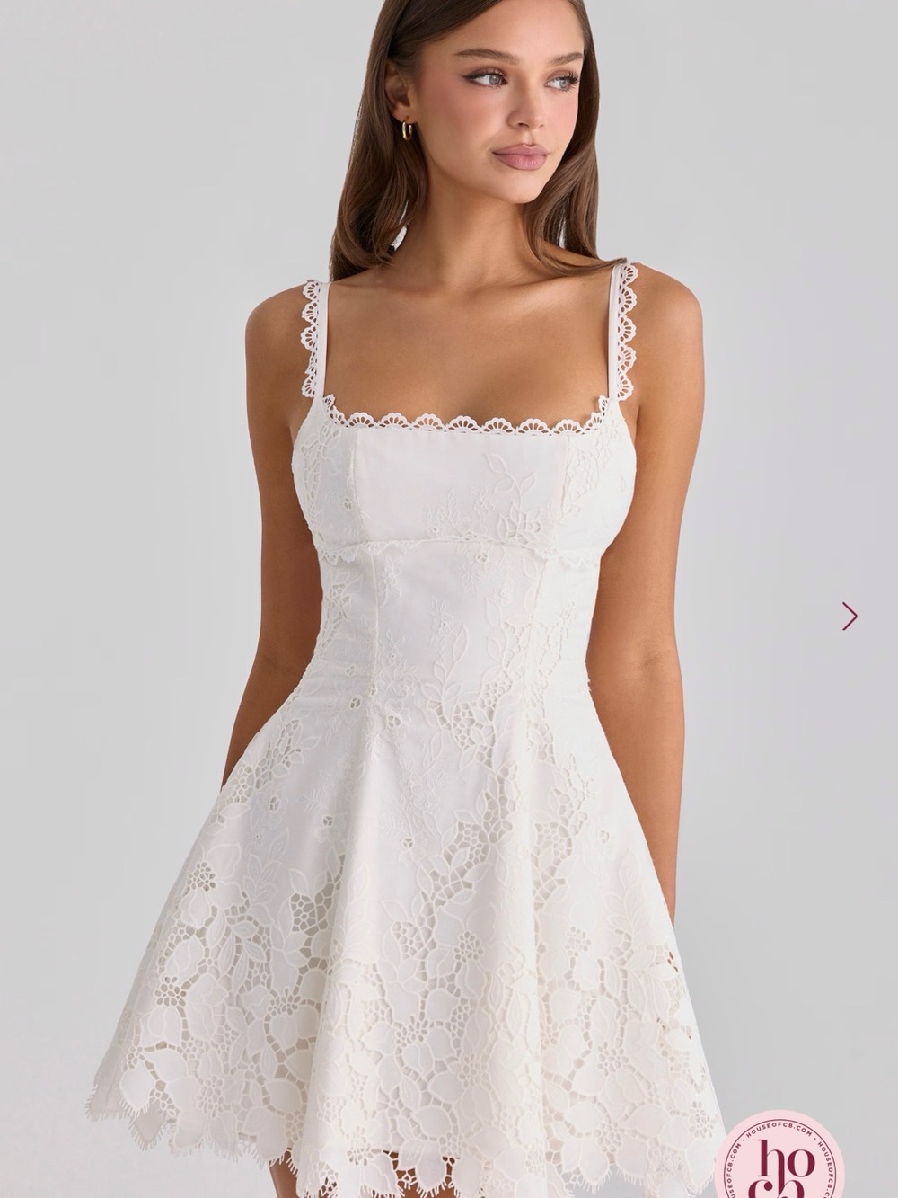 House of CB Isla White Floral Lace Mini Dress